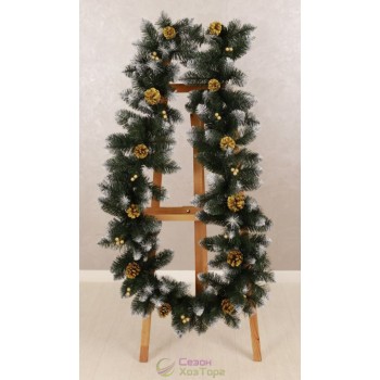 Гірлянда зі штучної хвої із шишками та калиною 2,8м (колір в асортименті)